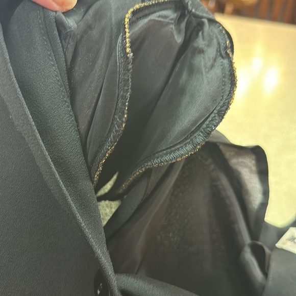 Ms. Chaus Black Dressy Vintage Longsleeved Dress Button/Zipper Back Mock Wrap 10 - Picture 6 of 7